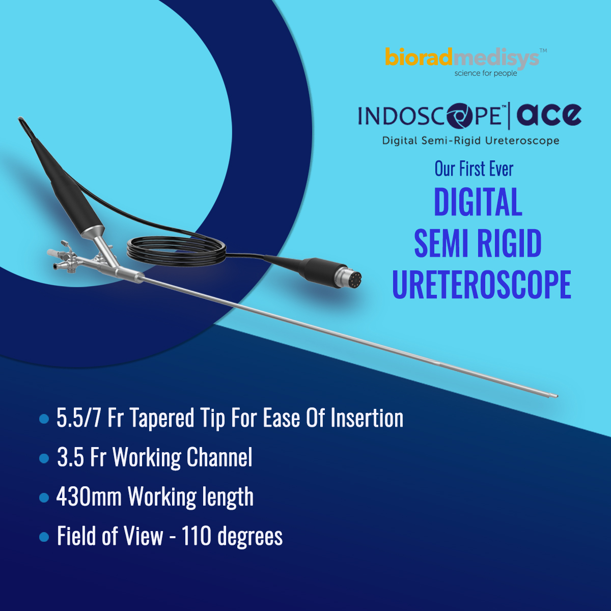biorad_medisys's tweet photo. Indoscope ACE – a revolutionary #Digital Semi Rigid Ureteroscope equipped with an advanced CMOS chip directly on the tip, ensuring unparalleled high-definition vision for your #ureteroscopic procedures. Step into the future of medical technology with #IndoscopeACE.

#bioradmedisys #Digital #Urology #kidneystone  #urologists #urology #semirigid #TrendingNow