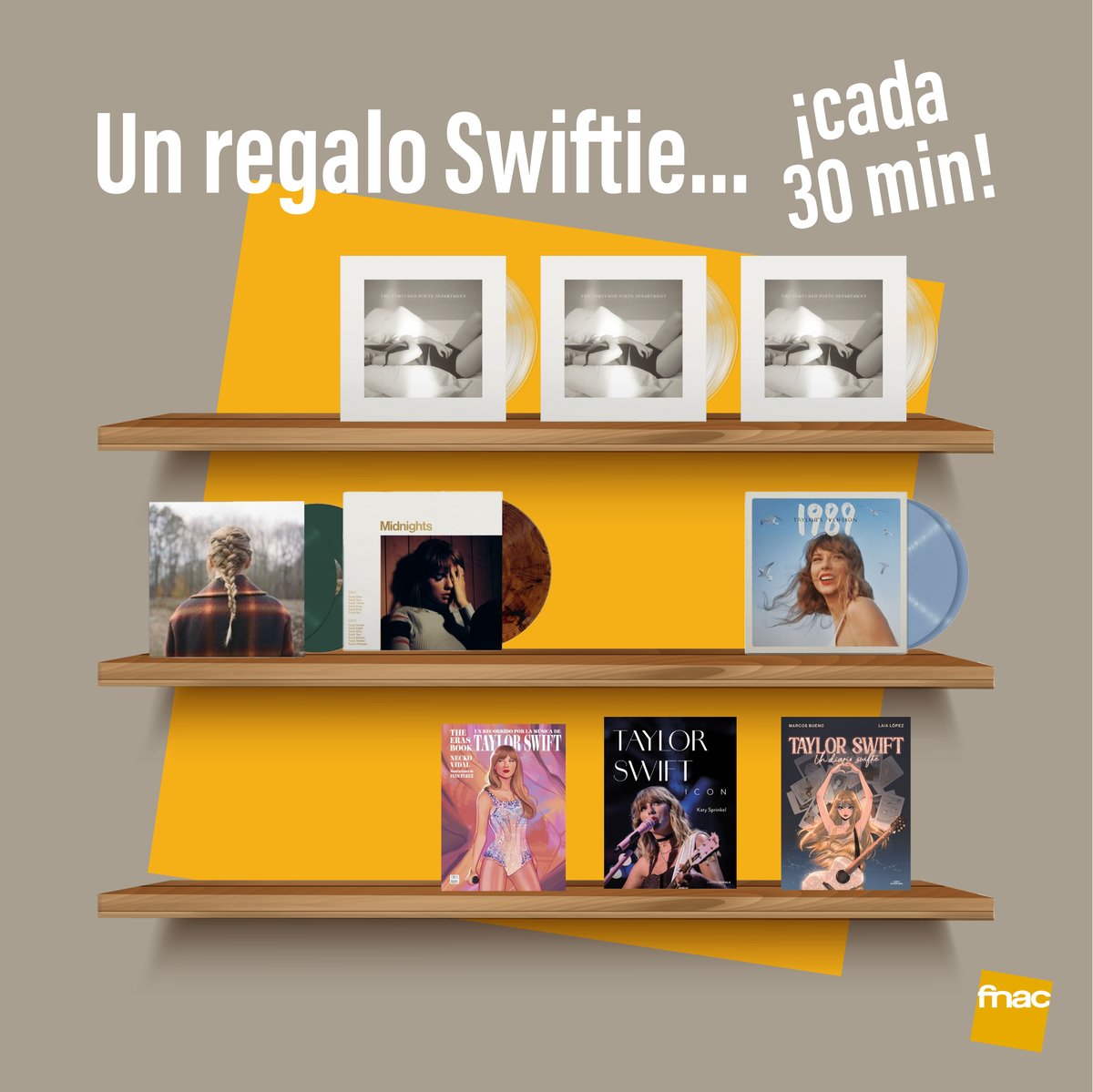 🤍 SORTEO 🤍

¡Cada vez hay más huequitos en nuestra estantería dedicada a LA REINA! ¿Quieres llevarte alguna cosita Swiftie?
✅ Síguenos en <a href="/Fnac_ESP/">Fnac España</a>
✅ RT + Fav
✅ Menciona a un amigui
✅ Dinos qué quieres con #FnacSwiftie

Resultado en 30 mins ;)
BBLL epr.ms/4cUMojr