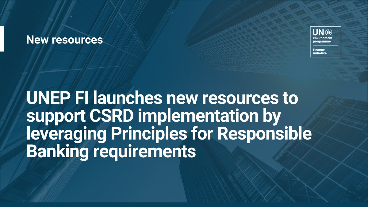 Requirements of the Principles for #ResponsibleBanking are highly aligned with the requirements of the CSRD. Find out how banks can leverage this alignment and interoperability to fulfil #CSRD implementation using our new ESRS Interoperability Package: ow.ly/10g650RcYp5