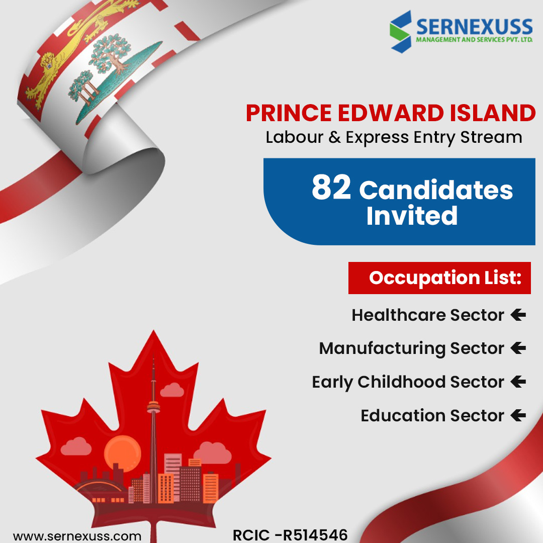 The latest Prince Edward Island invited 82 candidates in different occupations. Connect us!!

For more information call us at +91 7999994848 or drop an email to us at info@sernexuss.com
You can also chat with our experts: bit.ly/3YFARfD

 #canadaimmigration #sernexuss