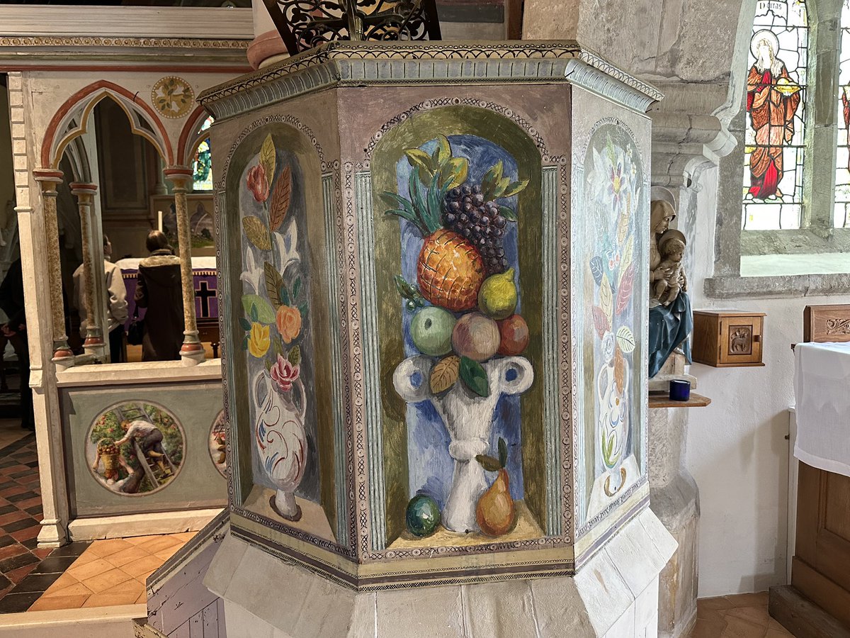 Pulpit painted by Duncan Grant at Berwick Church, East Sussex