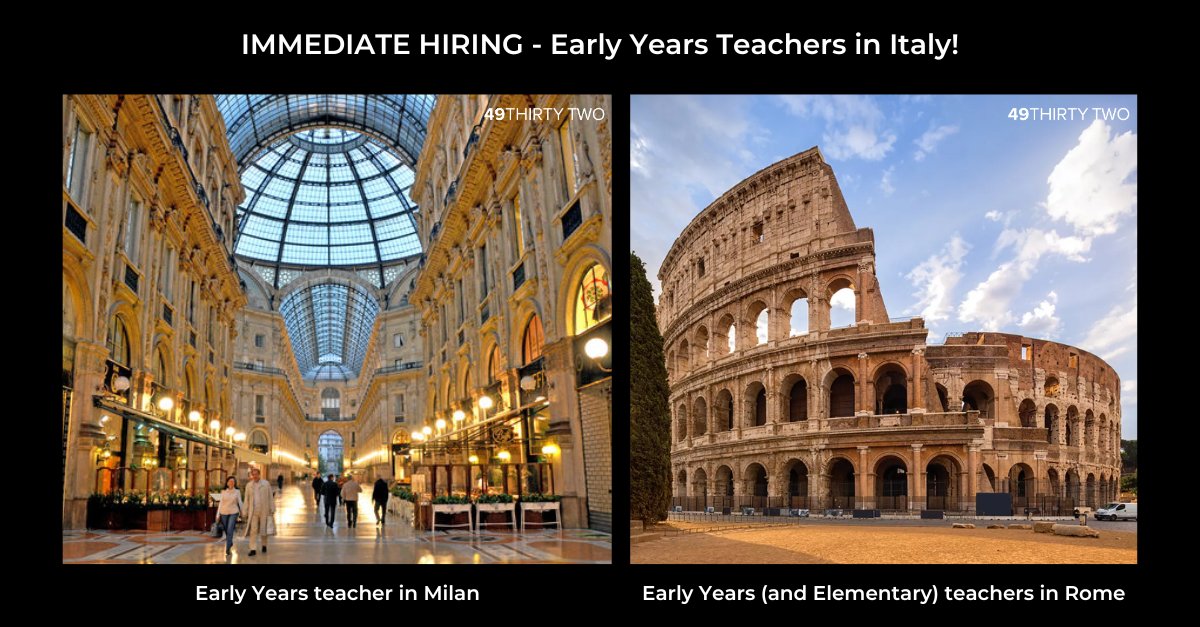 IMMEDIATE HIRING - IN ITALY
#teacherrecruitment #teacherstudent #teachersoftwitter #teacherlife #HiringNow #teachersinitaly