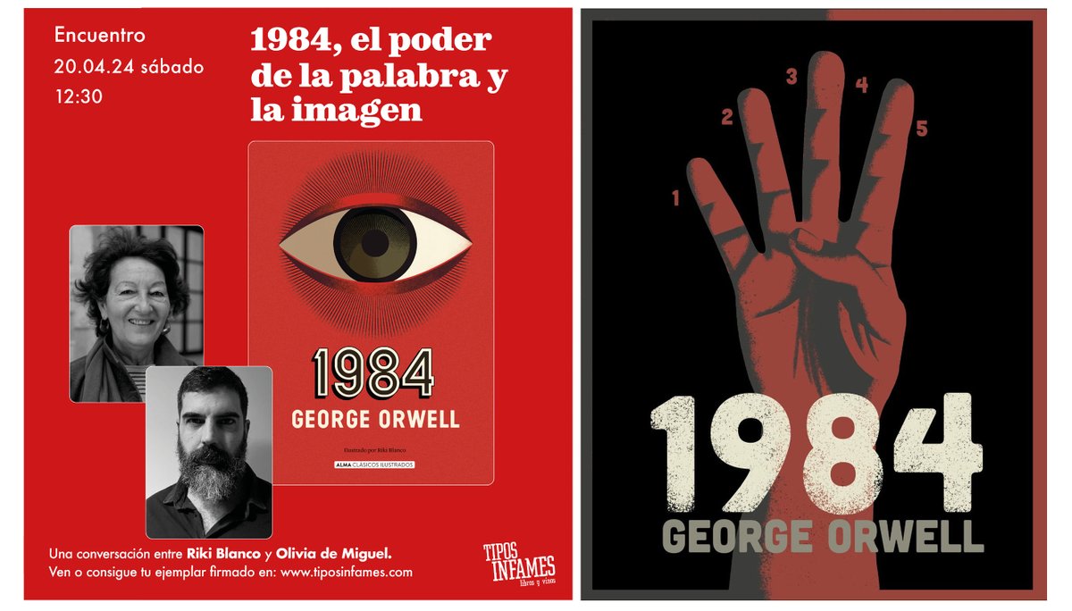 Riki Blanco (@RikiBlanco #j_rikiblanco)
Mi libro favorito, 1984 de George Orwell, es protagonista mañana.
20-4-2024 12h30 en 'Tipos Infames'. Charla con Riki Blanco y Olivia de Miguel.
1984, el poder de la palabra y la imagen.
#j_portadaslibros