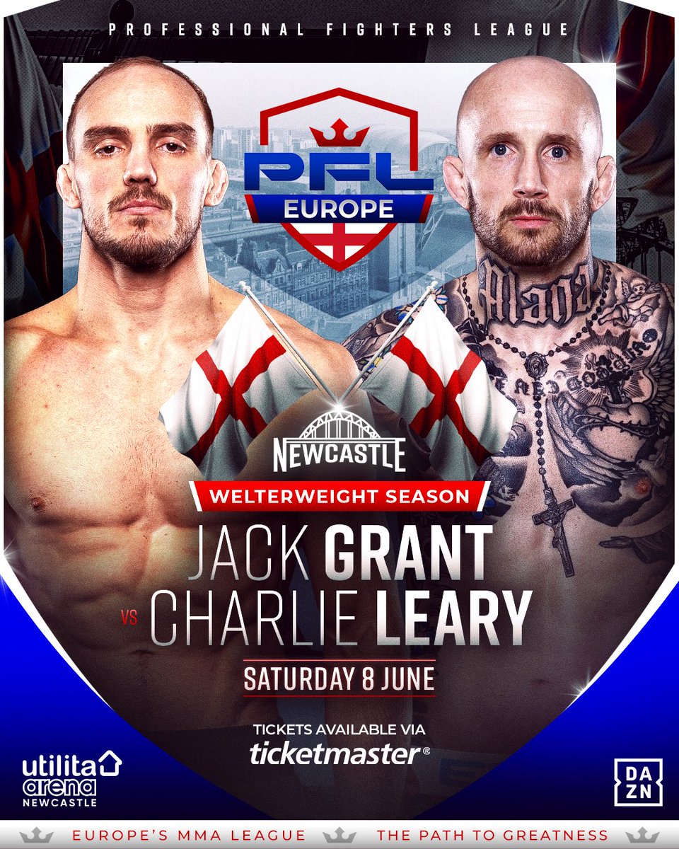 𝘽𝘼𝙉𝙂𝙀𝙍 🧨

Jack Grant takes on Charlie Leary in the PFL Europe Welterweight Regular Season at #PFLNewcastle!

Both Brits are vastly experienced across their careers, with a combined 58 fights and a combined THIRTY finishes! 🤯

Who takes this one? 🤔 

#PFLNewcastle |