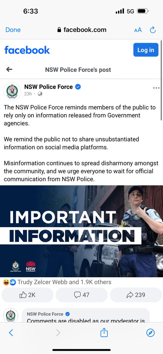 Government Agencies. The single source of truth!! Hysterical. 

NSW Police going the “single source of truth”.

Delusions of grandeur …

What is wrong with these people?