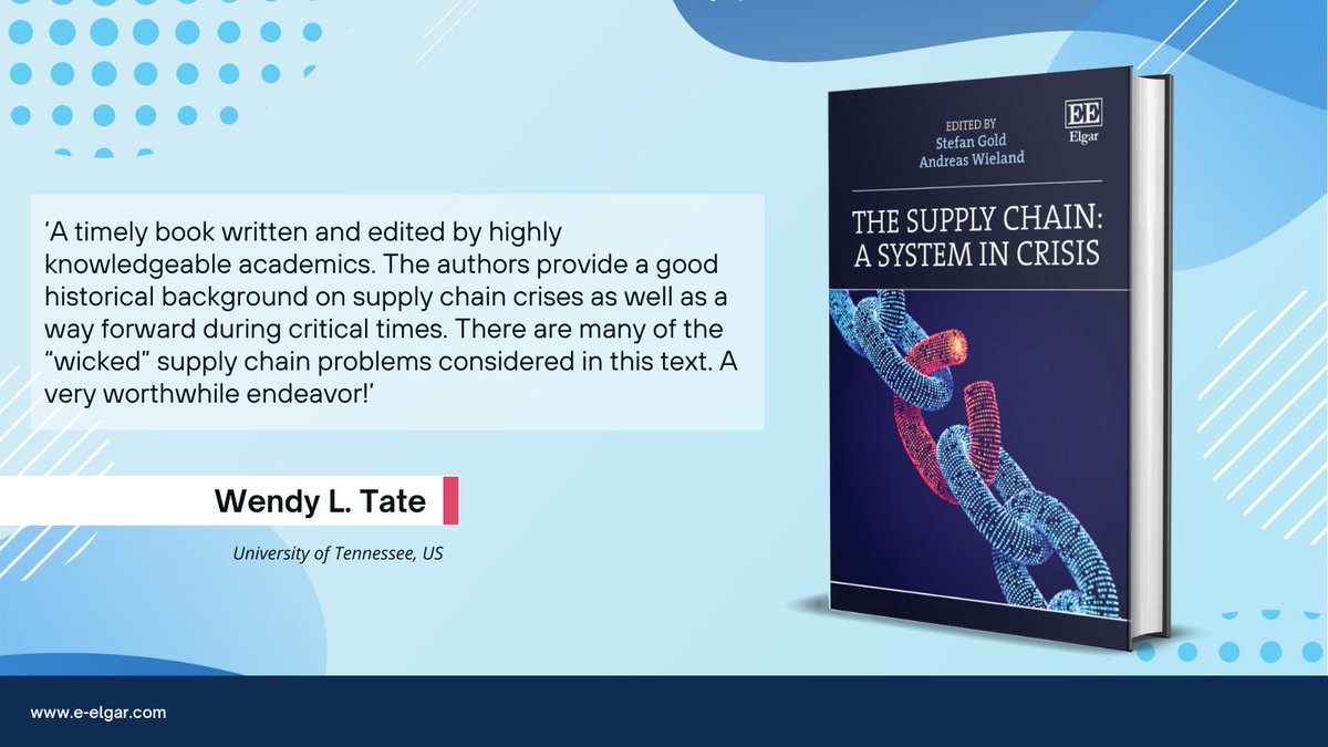 🔔 Out now: The Supply Chain: A System in Crisis by Stefan Gold and Andreas Wieland @CBScph FREE chapter: The supply chain in crisis, available at doi.org/10.4337/978180… More info: e-elgar.com/shop/isbn/9781… #SupplyChain #SupplyChainStrategy #BusinessManagement