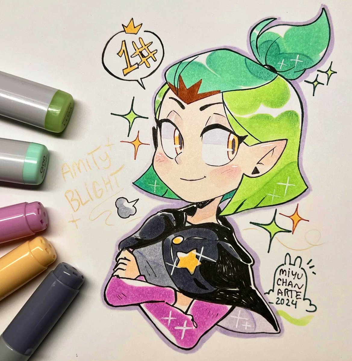 ✨💜Amity blight💜✨ Na primeira versão de cabelo verde💚✨⭐️ eu espero que vocês gostem da minha arte🌈🥹✨💕 #Copic #AmityBlight #TheOwlHouse #fanart #CopicMarkers #Art #artist #CartoonArt #Draw #sketchart #ArtistOnTwitter #lumity