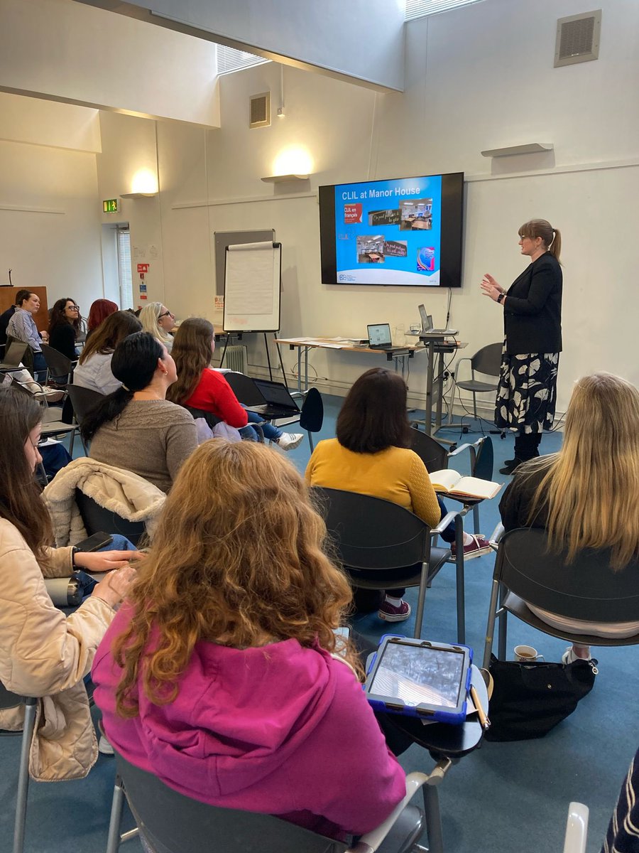 Day 2 of our #CLIL upskilling for MFL teachers has kicked off with @gemmakellyboyle showing us how @ManorHseRaheny is leading the way in CLIL provision through collaboration with subject teacher colleagues and mobility #LanguagesConnect