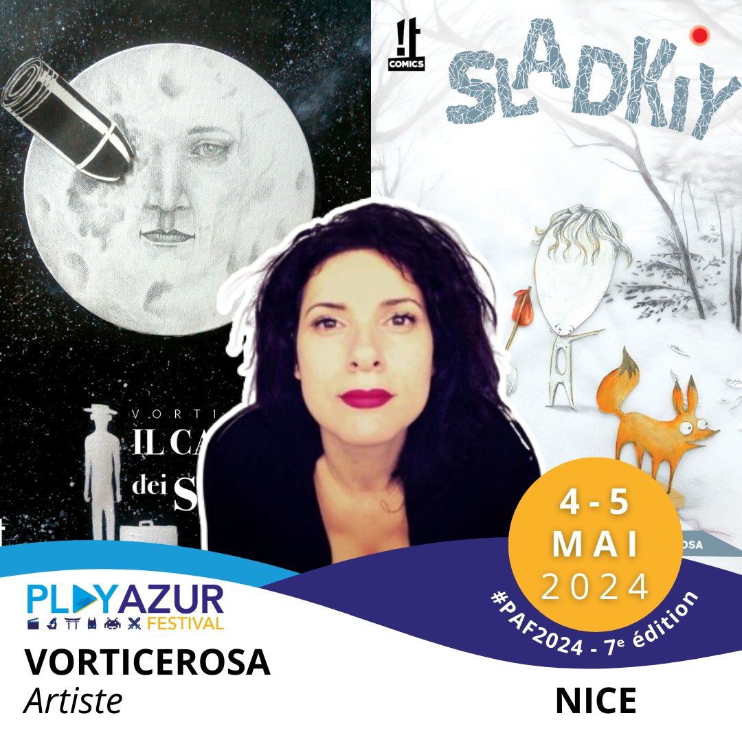 PlayAzur's tweet image. [🎨 #Artiste 🖌️] @vorticerosa au #PAF2024
🇮🇹 Vorticerosa est une artiste italienne. Artiste, pas seulement dessinatrice.  Son travail associe poésie, symbolisme, univers oniriques et profondément touchants.

#IloveNice
#Nice06
#CotedAzurFrance
#Dessin

@UniversComics