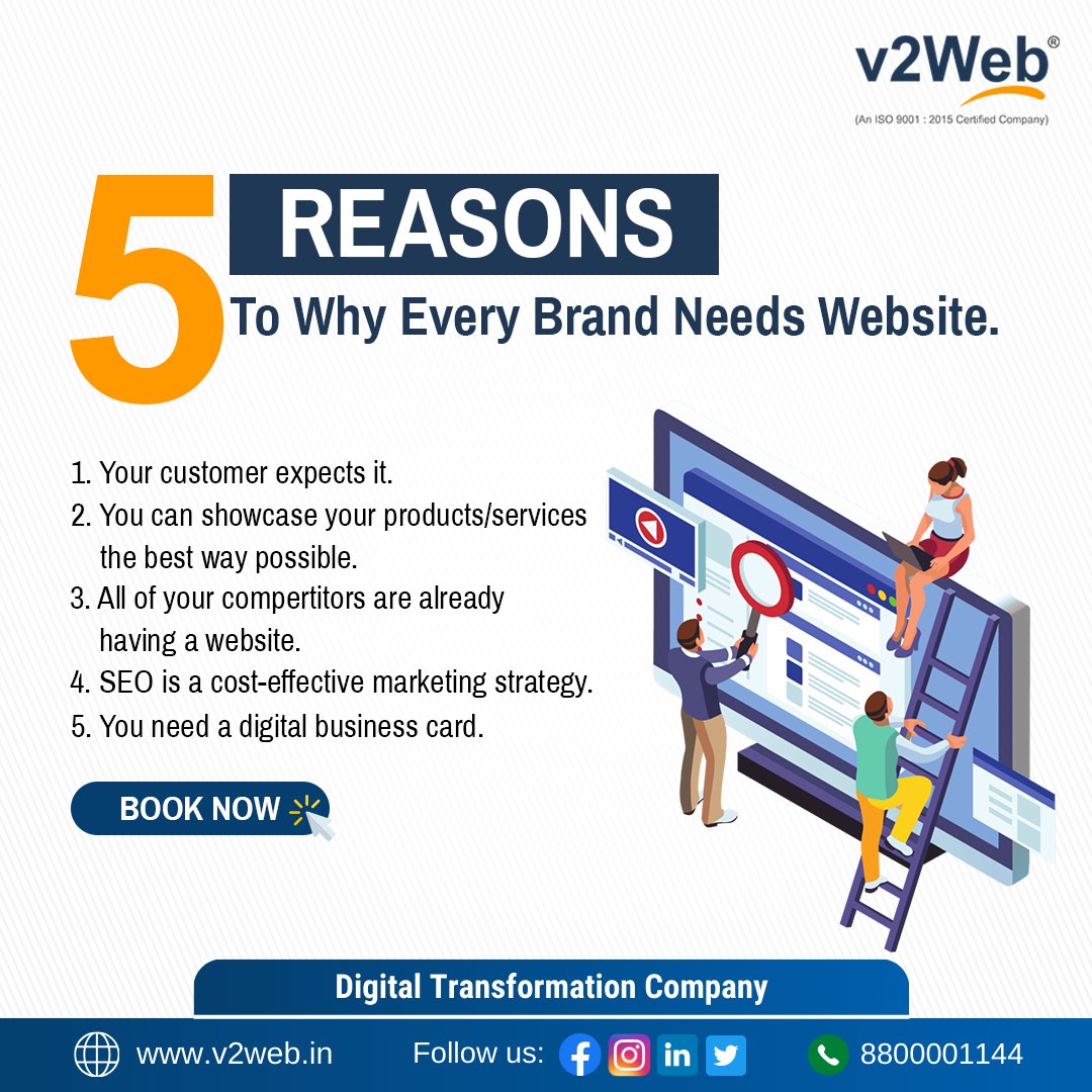 5 Reasons to why every brand needs website.✅

For Business Enquiry 👇👇
📞 +91 8800001144
📧 sales@v2web.in
🌐 v2web.in
.
.
#v2web #digitaltransformation #webdesign #websitedevelopment  #websitesolutions #businessgrowth