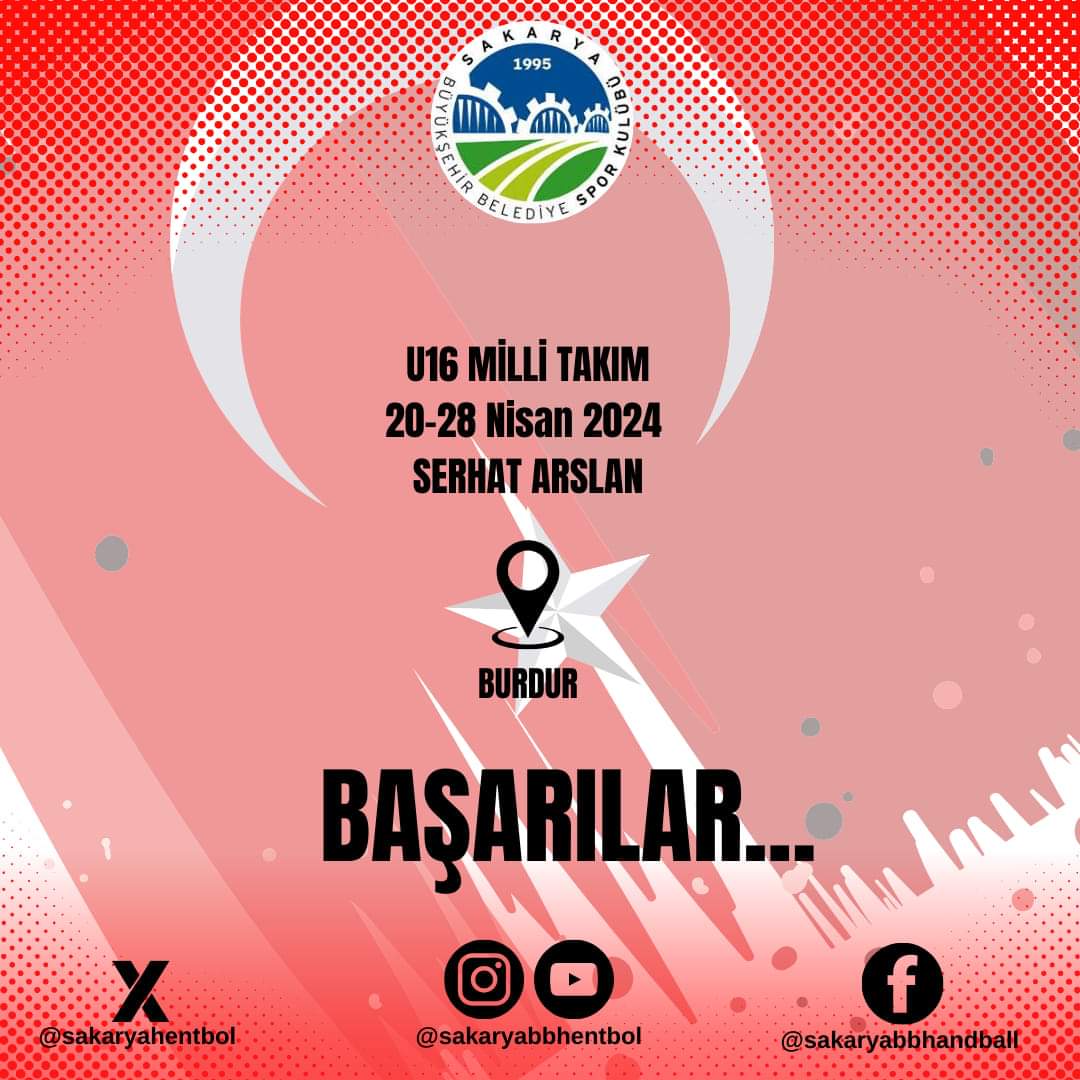 20-28 Nisan 2024 tarihlerinde Burdur'da yapılacak U16 Erkek Milli Takım kampına davet edilen;genç takım oyuncumuz Serhat Arslan'ı tebrik eder,başarılarının devamını dileriz...
🇹🇷🇹🇷🇹🇷🇹🇷🇹🇷
#u16 #nationalteam #handball