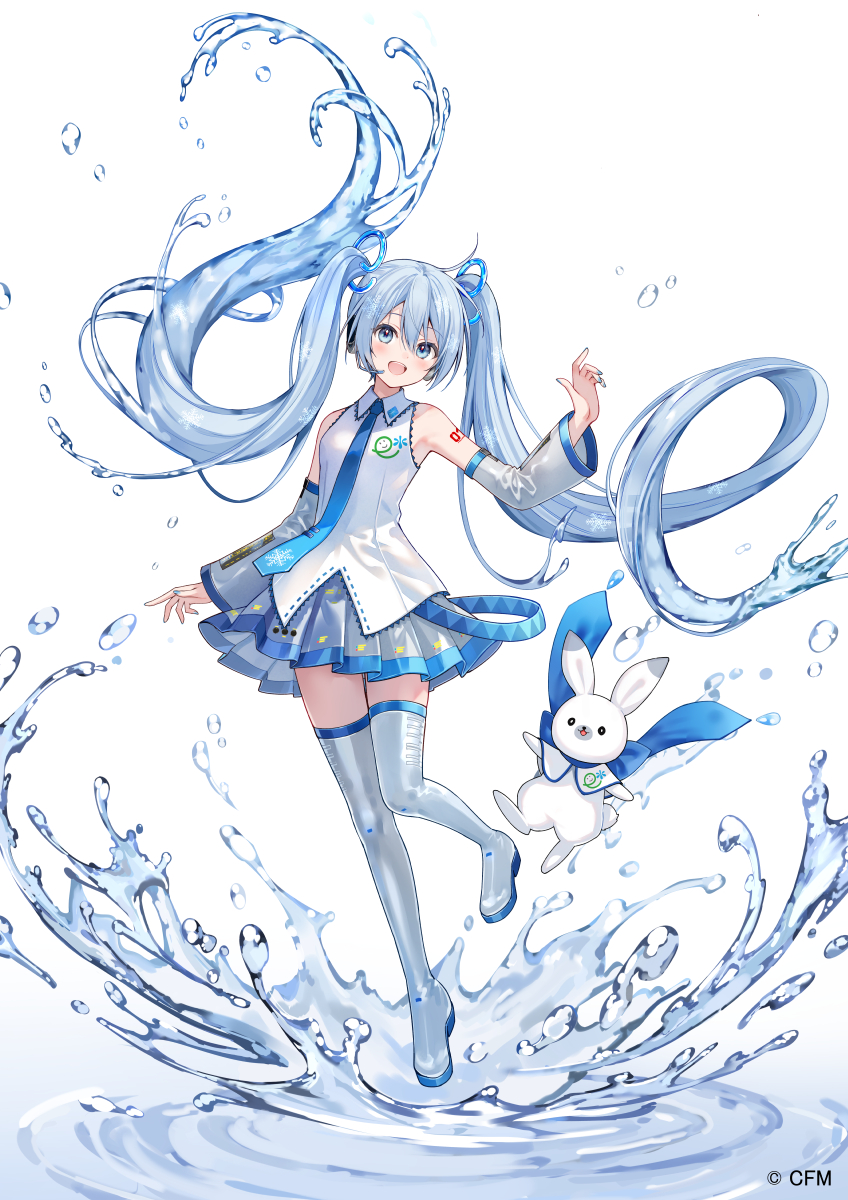 初音ミク ,ラビット・ユキネ ,雪ミク 「「北海道e-水プロジェクト」アンバサダーに就任した雪ミクさんのイラストを描かせて」|フカヒレのイラスト