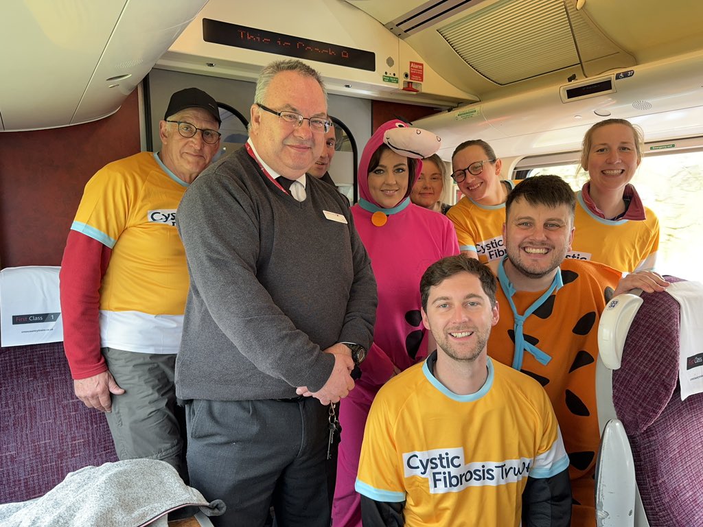 Thank you Peter for looking after us this morning on our @CrossCountryUK train to Manchester. We start our 54 mile walk for @cftrust at 12! Yabadabadoooooo! 🦕 justgiving.com/page/stephsfoo…