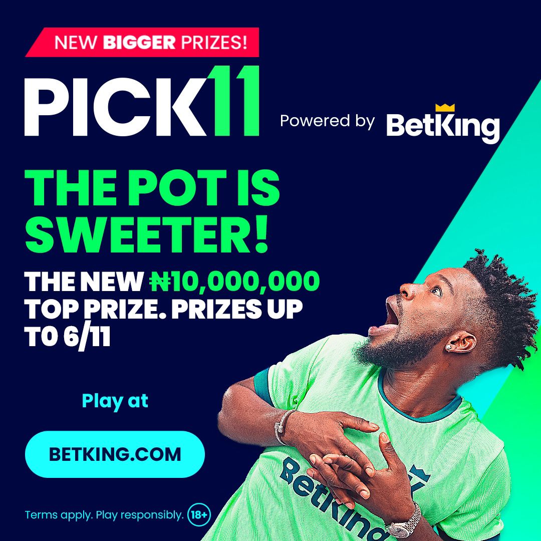 Stake ₦200 to 🆆🅸🅽 ₦10m in @BetKingNG Jackpot this weekend

Simply predict the outcomes of 1️⃣1️⃣selected events on the Jackpot page and stake ₦200

🔟 Correct Selections guarantee you ₦1m WIN 

This weekend's matches are LIVE⤵️
bking.me/JPBBB

#ThatBetKingFeeling