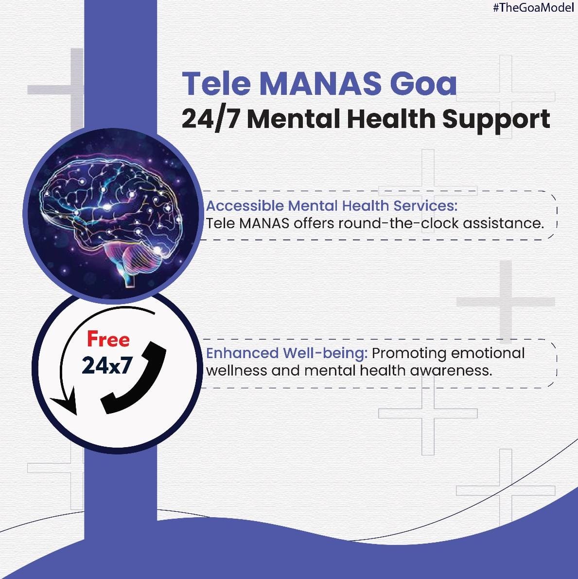 Need mental health support in Goa? Tele MANAS is here with 24/7 assistance, promoting emotional wellness and mental health awareness. #TeleMANASGoa #MentalHealthSupport
#TheGoaModel
#TeleMANASGoa #MentalHealthSupport #EmotionalWellness #MentalHealthAwareness