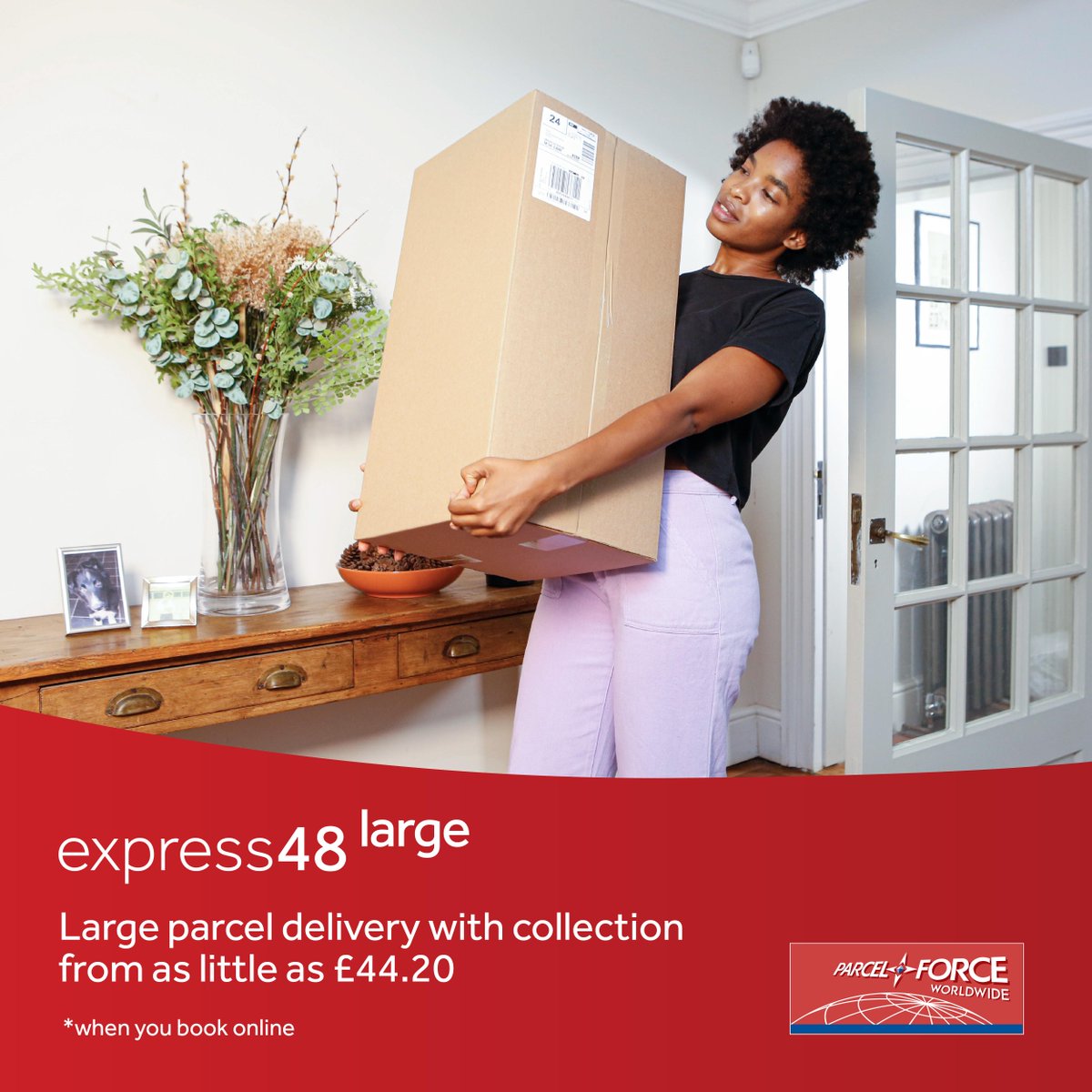 Large parcel delivery from £44.20 with collection when you book online. Prices effective 02.04.24. Book and send online: ms.spr.ly/6015cAnJf