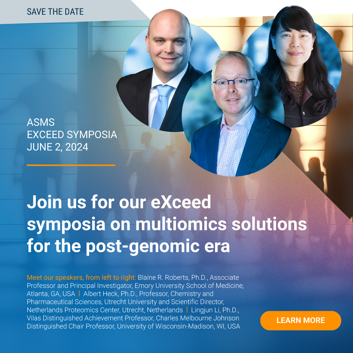 We are so excited about the key speakers at our eXceed Symposia: Albert Heck, Blaine Roberts and Lingjun Li will kick-off our activites at #asms2024! Register now and be the first to hear about the newest advancements in #MassSpec: goto.bruker.com/3vZgK3o @asmsnews #multiomics