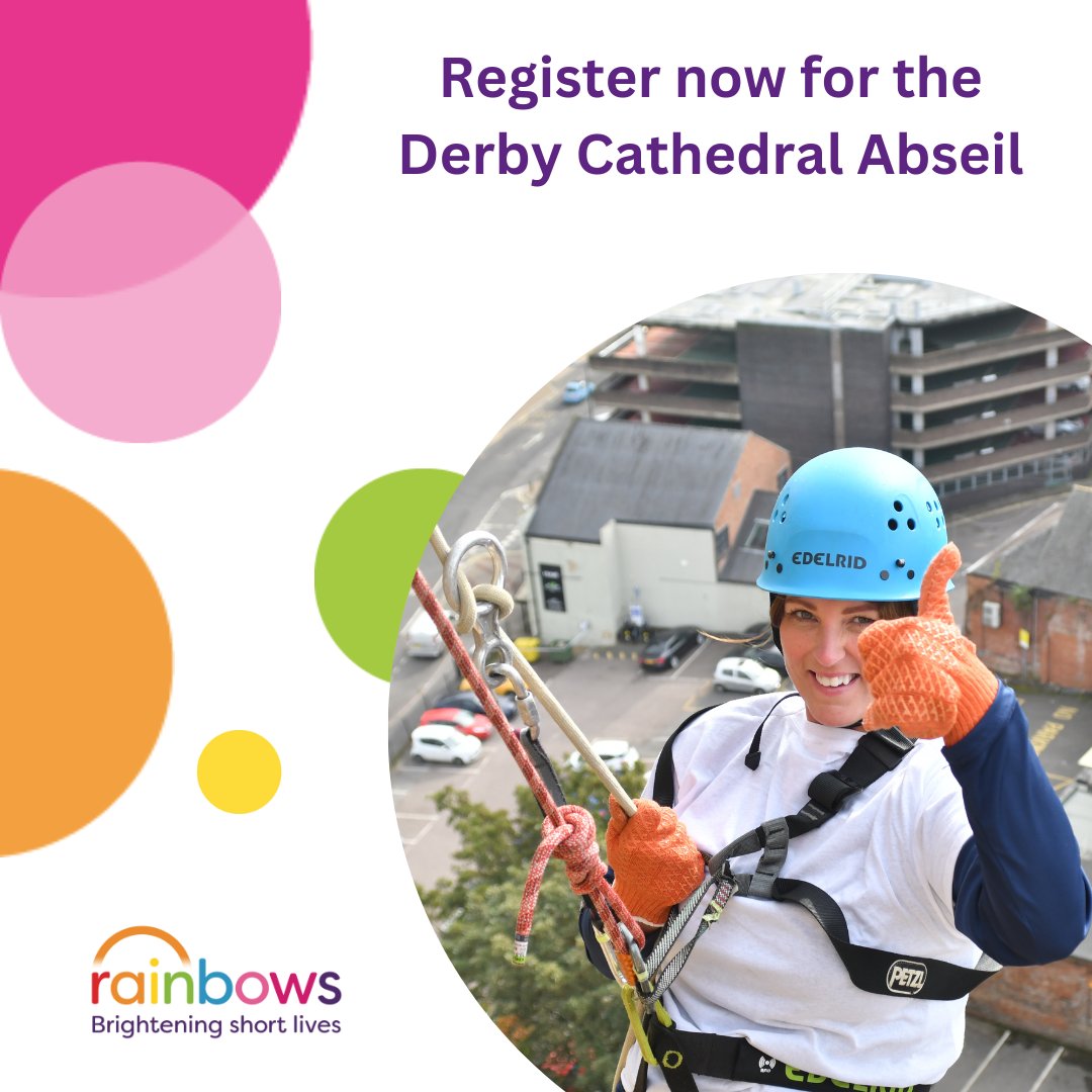 Do you love heights or simply want to get over your fear of them? Join us at our @DerbyCathedral Abseil on Saturday 5 October, where you have the chance to see spectacular views of Derby and abseil back down the Cathedral!🧗‍♀️ Sign up: brnw.ch/21wIYlA 🌈 #Derby