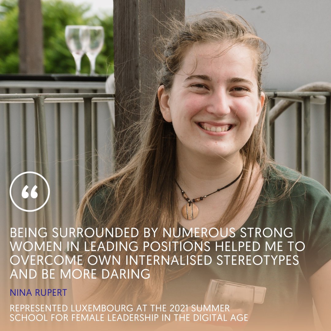 “Being surrounded by strong women in leading positions helped me to be more daring,” shares Nina Ruppert, an alumna from 🇱🇺 who attended the 2021 Summer School in Lisbon. Want to embark on an empowering journey? Apply to this year’s Summer School! europeanleadershipacademy.eu/female-leaders…