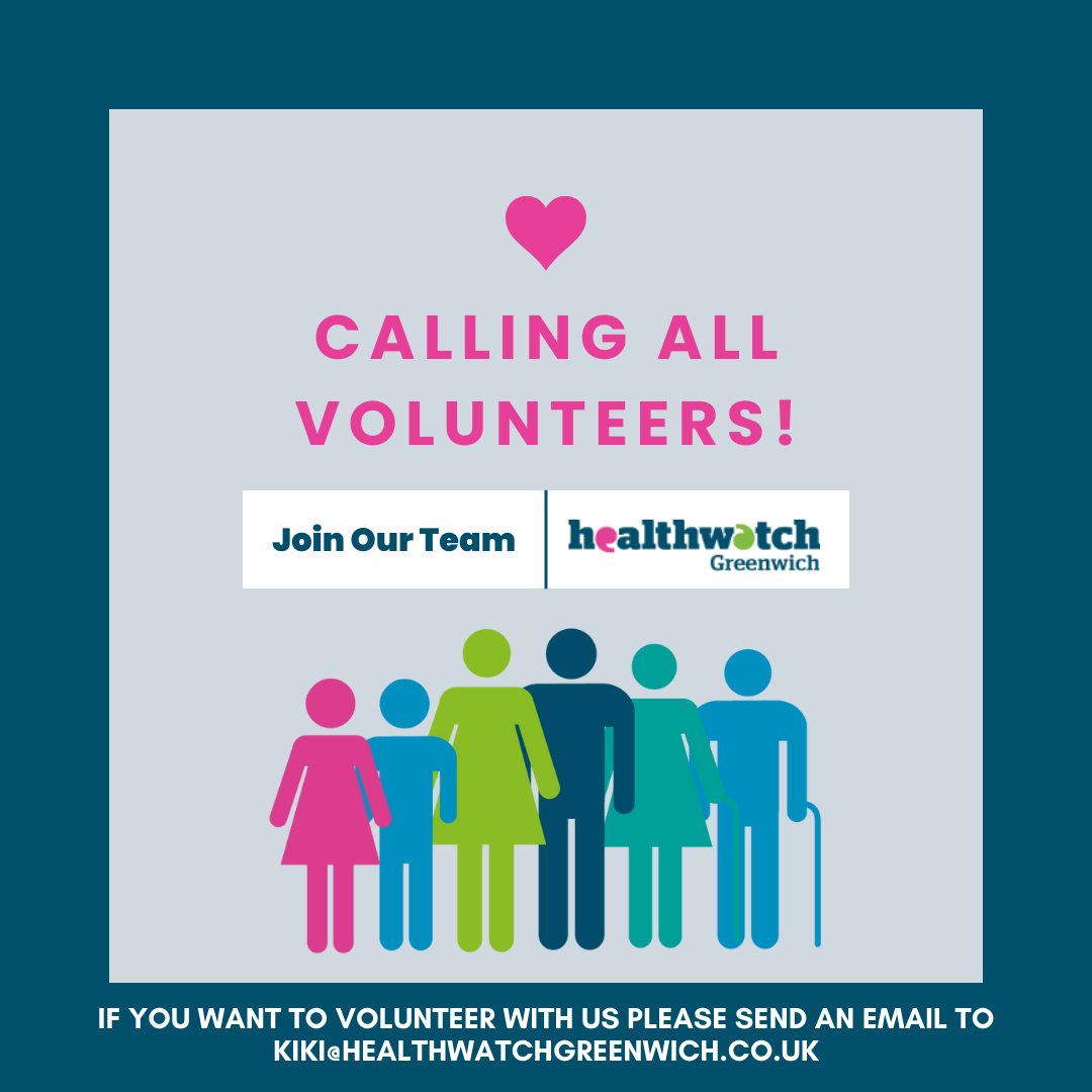 💖🔔 Calling all volunteers! Interested in joining HealthWatch Greenwich in helping the community share their views with healthcare organisations and to improve the services to? Consider joining us as a volunteer! For more information, email: kiki@healthwatchgreenwich.co.uk