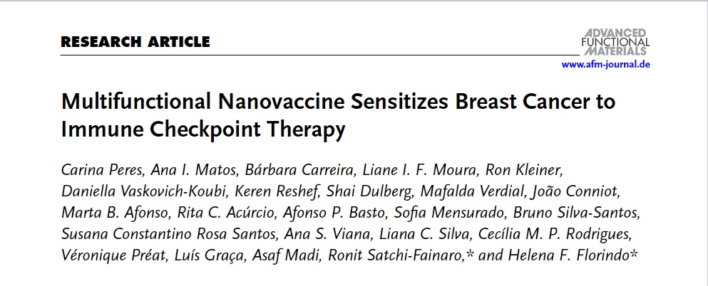 iMed.ULisboa congratulates researcher Carina Peres, Ana Isabel Matos, Helena Florindo, and the entire team for the groundbreaking research publication: 'Multifunctional Nanovaccine Sensitizes Breast Cancer to Immune Checkpoint Therapy' #breastcancer#nanovaccine#research#