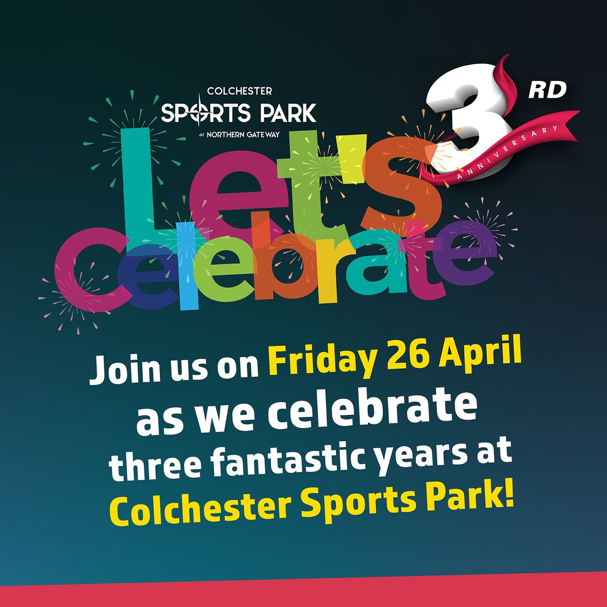 Colchester Sports Park is turning 3 🍾 Celebrate our 3-year anniversary with us on Friday 26 April with activities for just £3! 🙌 🧁 & we will be giving away FREE cakes - subject to availability