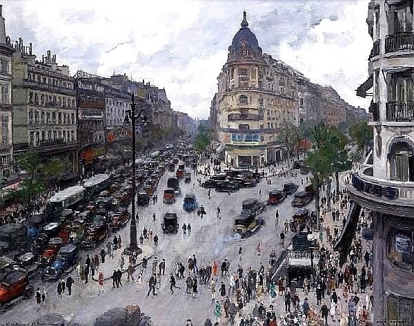 Jean-Louis Lefort (1875-1945). Richelieu-Drouot, boulevard des Italiens et boulevard Haussmann Paris.