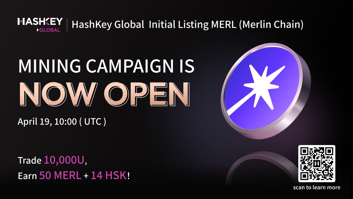 🪧 $MERL is officially listed on #HashKeyGlobal with @MerlinLayer2! Don't miss the opportunity to trade and earn 50 $MERL + 14 $HSK! Learn more🔗: bit.ly/4d3ohPl Trade now🔗: global.hashkey.com/en-US/spot/MER… #hashkey #cryptotrading