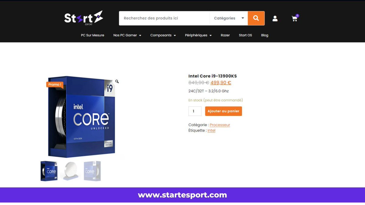 Le superbe Intel Core i9-13900KS est en promotion a 499,90€ au lieu de 849,90€  🤯 

💸 350€ de réduction immédiate ! 💸 

RDV sur notre site pour profiter de cette offre exceptionnelle ✨ 

👉 startesport.com/produit/intel-…