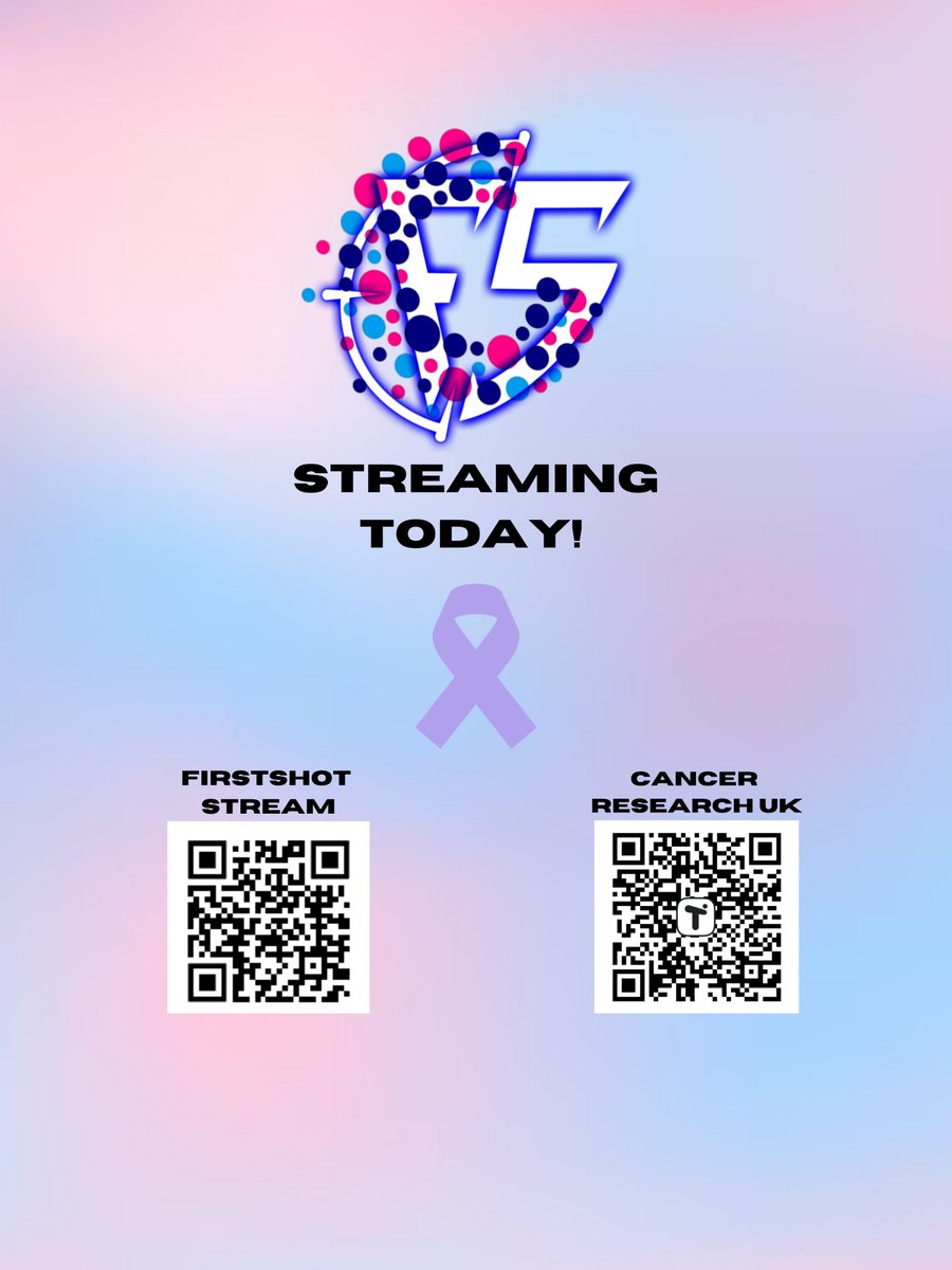 Today is the day! We are fundraising for cancerresearchuk.org.  🙌  

We will be streaming over at twitch, twitch.tv/firstshotsgs. 💜

#CancerWarrior #CharityStream #CancerResearch