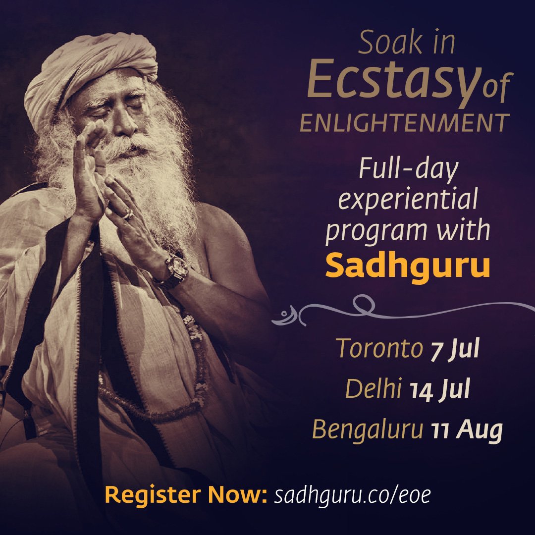 Soak in Ecstasy of Enlightenment is not merely a program or an event. This is an immense wave of grace and energy and an opportunity to be swept away in nameless ecstasies in Sadhguru’s presence. Deepen your experience of Inner Engineering by being with Sadhguru for an entire