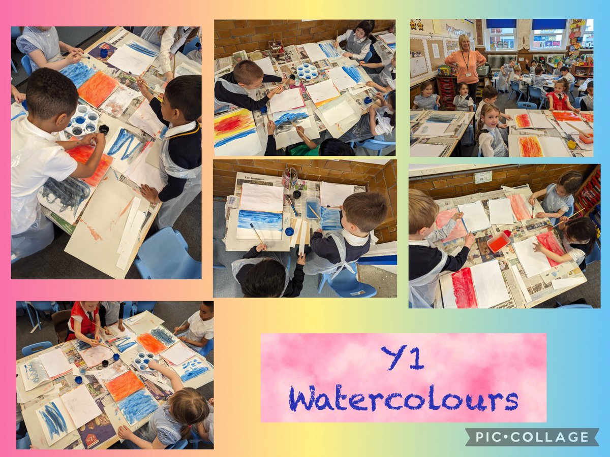 Y1 have been working with specialist art teacher Fiona to experiment with watercolour paints, linked to #Geography learning about hot and cold places #Art #paint #watercolour #fun #learn #Wechallengeourselves 🟡