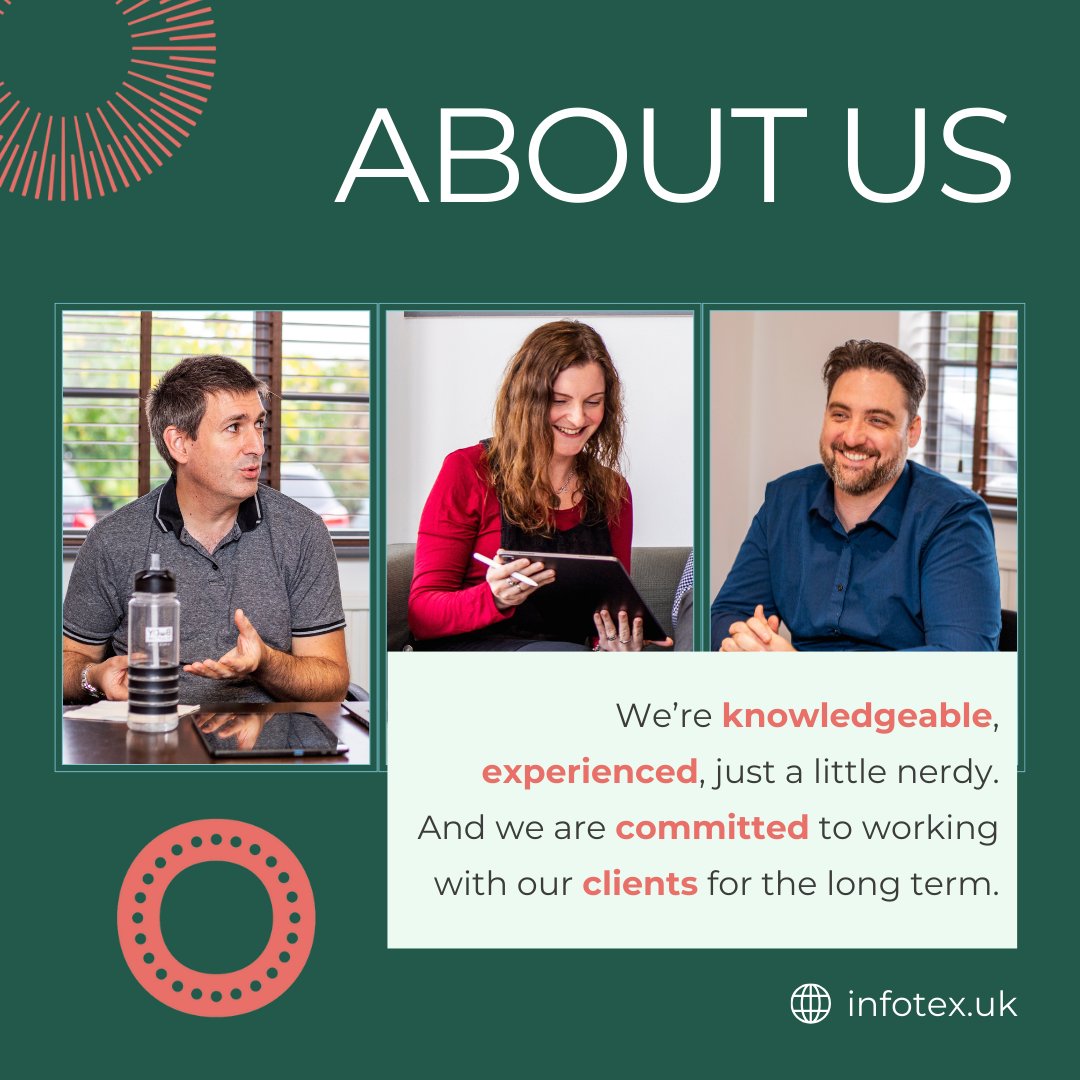 Our dedication to your website's success runs deep, fuelled by 25+ years of experience, strategic planning, and a passion for enhancing your online journey. ✨

Fancy getting to know us? 👋 

infotex.uk/about-us/

#Infotex #clientrelationships #commitment