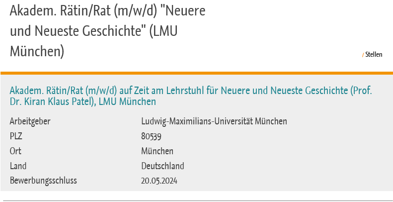 We are hiring! Looking for a #Postdoc in an inspiring, motivating + engaging environment? Want to develop your 2nd book project - very broadly - on sth #europeanhistory in the long 19th cent? Join the team of PHE and Kiran Patel's chair @LMU_Muenchen! hsozkult.de/job/id/job-143…