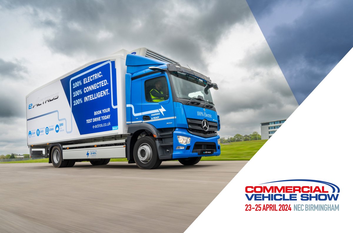 The @TheCVShow is almost upon us, we can't wait to see you there! Did you know the eActros has a recharge time of 20-80% in just 100 minutes? Visit us at stand 5A70 to discover more about our eTruck range! @BallyveseyLtd #MidlandsTruckVan #MercedesBenzTrucks #CVShow2024