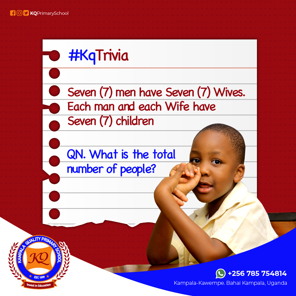 kqprimaryschool's tweet image. Have you got what it takes to crack our #fridaytrivia? If yes, please put your answer in the comments section below.😉😃 #FridayChallenge #fridayfunday #FreakyFriday 

#MyAirtelapp #EFRIS #ThroughTheLensUg #ChineseGP #Amuriat #SupremeCourt #Joel #Arsenal #MakDarpProject #Bayern.