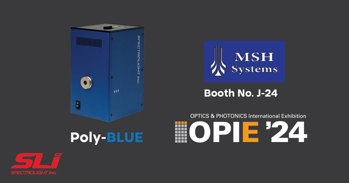 SpectrolightInc's tweet image. Meet our brand new Tunable Bandpass Filter, the Poly-BLUE at the OPIE 2024 exhibition!

Date : April 24th - 26th
Location : Pacifico, Yokohama

Booth No. J-24
MSH Systems

See you there!

#tunablelightsource #tunablelaser #tunablelasersystem #photonics #physics #spectroscopy