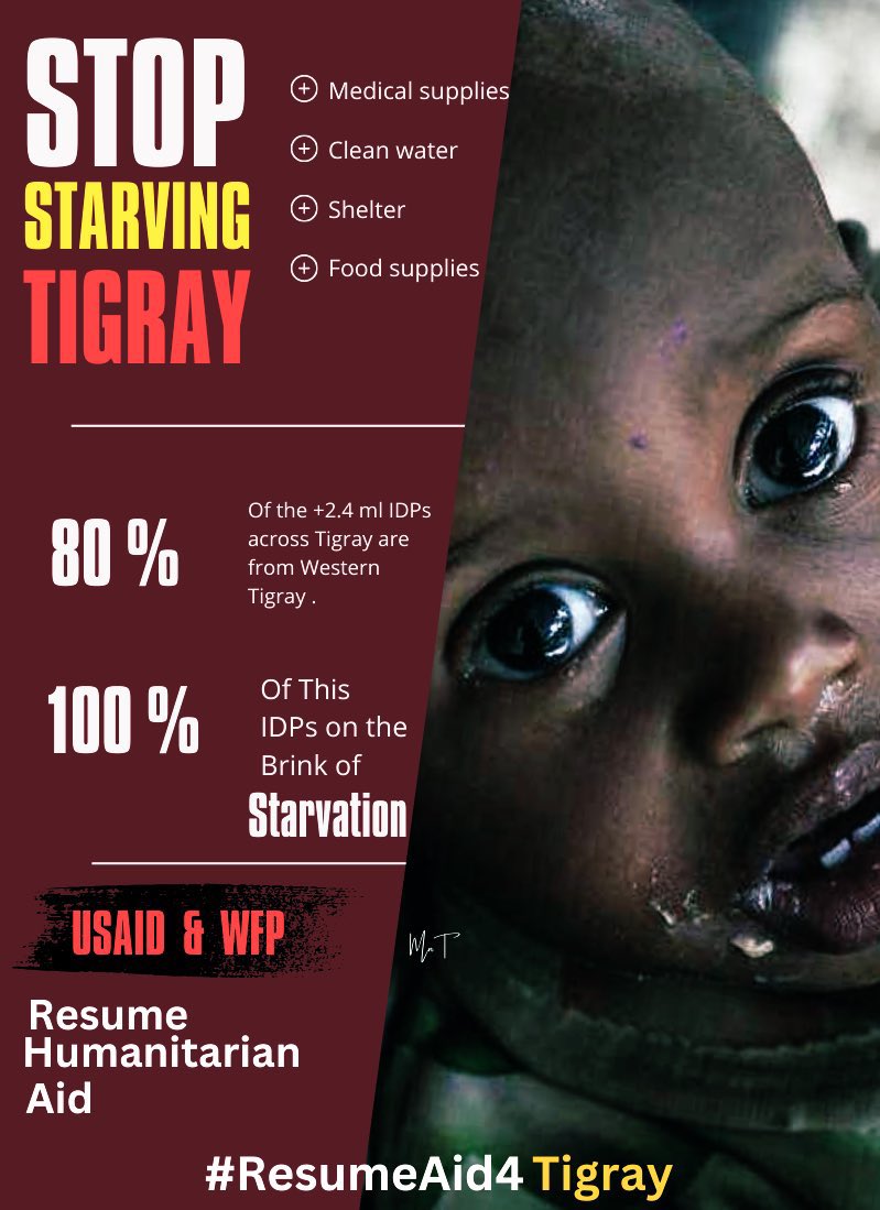 World  Address aid for #Tigray 

@AbiyAhmedAli's' regime with allies are using Hunger as a weapon.#Tigraybeingstarving
#CauseOfTigrayFamine @WFP_Ethiopia @WFPChief @MikeHammerUSA @EU_Commision @FAO @FAODG @UN_HRC @UN @UKaid @USUN @hrw @amnesty @MSF @WHO @USAID