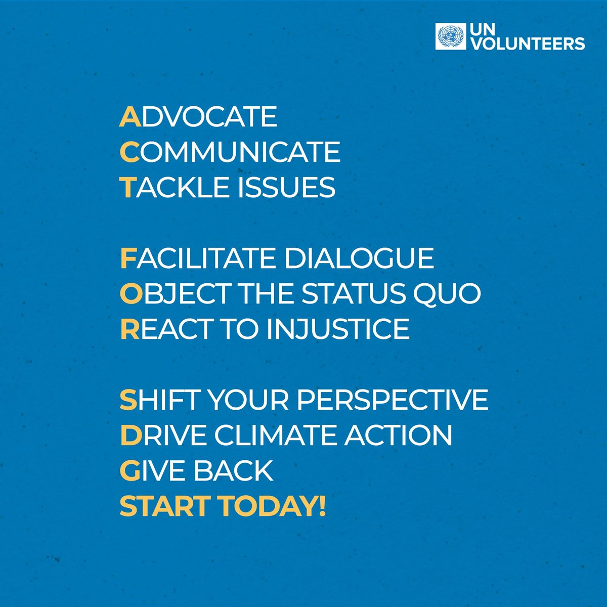 We all need to #ActNow by embracing #volunteering and other forms of positive practices to be part of the change📢