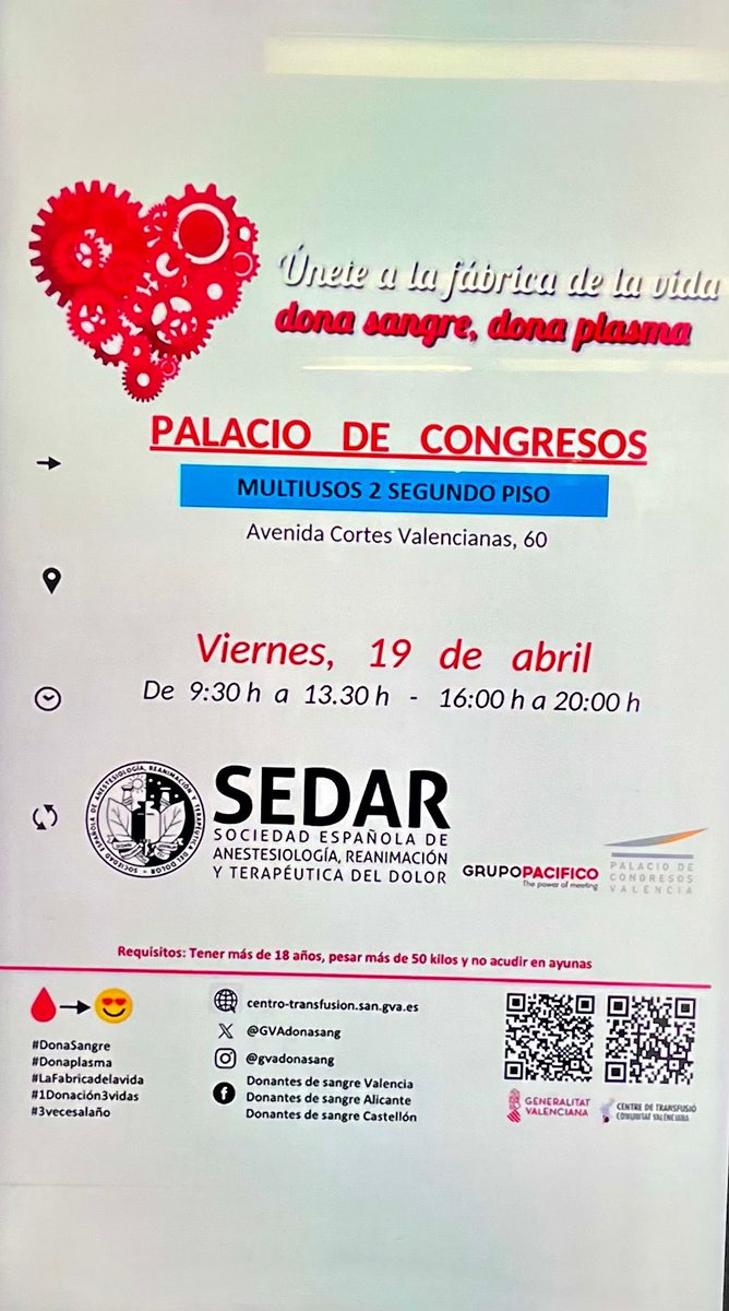 marietahersan's tweet photo. #SEDAR2024 iniciativa DONA SANGRE! Únete a la fábrica de la vida. @sedar_es @FerrandisRaquel @JG_Anestesia @svnartd ENHORABUENA https://t.co/nJNPDrJZ0v