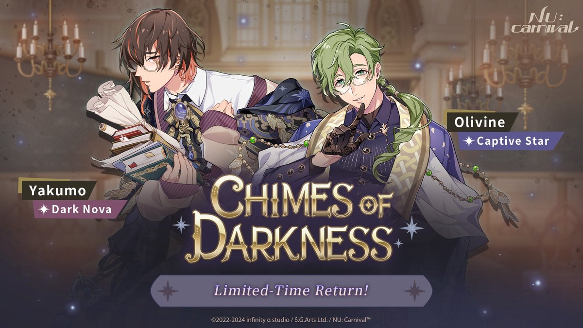 / 📢 Chimes of Darkness - Limited-Time Rerun \ [SSR Dark Nova | Yakumo] and [Captive Star | Olivine] are back!! Arriving at the Sorcerer's Trials, Eiden fantasizes about spending a youthful life on campus. However, as all manner of oddities come to the surface, he discovers that…