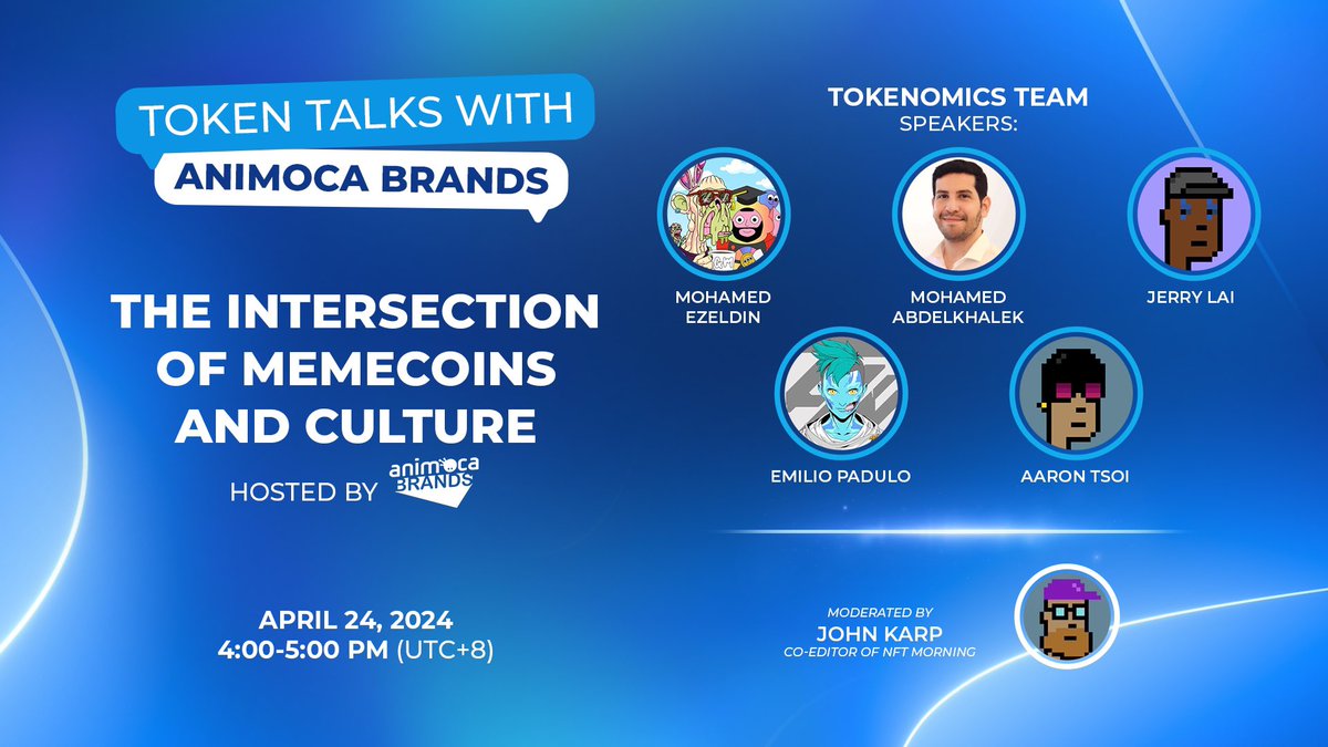 Special Nft morning next week with John Karp and the Tokenomics Team from @animocabrands @Mo_Ezz14 @mohamedakhalik @Emilio_Padulo Aaron Tsoi and Jerry Lai. Posez vos questions 👇 twitter.com/i/spaces/1vOxw…