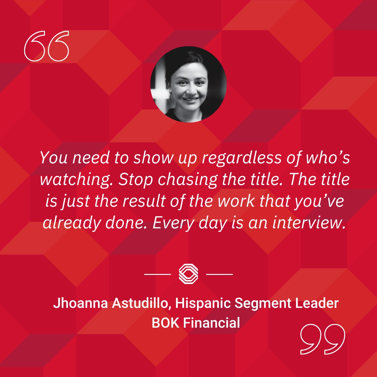 Check out Jhoanna Astudillo, BOK Financial's Hispanic Segment Leader, featured in Equal Opportunity Magazine! Learn about her proactive leadership and career insights here: ow.ly/39rc50RjryG

 #EqualOpportunity #ProactiveLeadership #CareerDevelopment @EOPInc