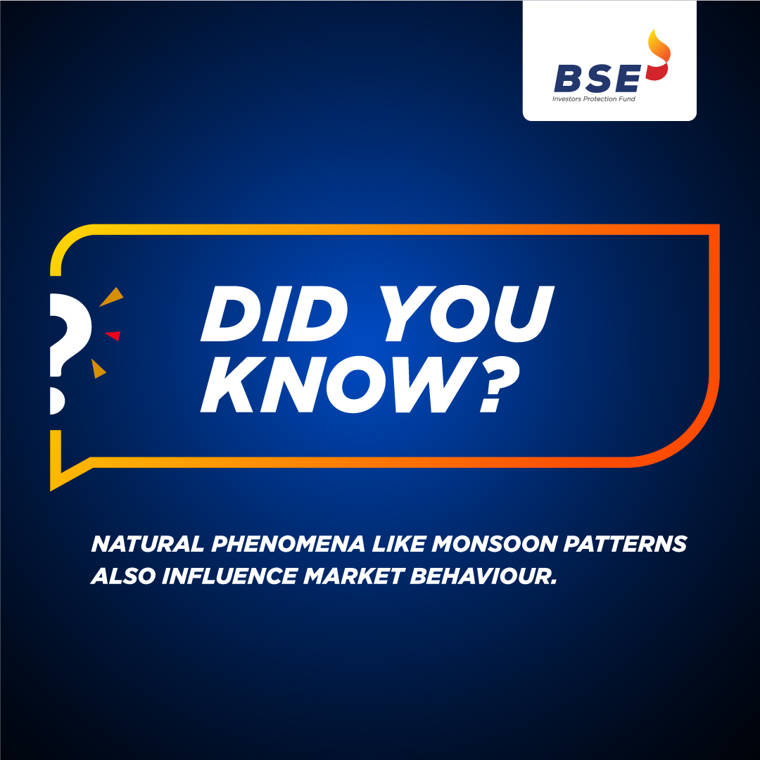 #DidYouKnow Monsoon patterns can disrupt supply chains, affecting industries like transportation, agriculture, and manufacturing, which can in turn influence investor confidence and stock prices. #BSE #BSEIndia #StockPrices