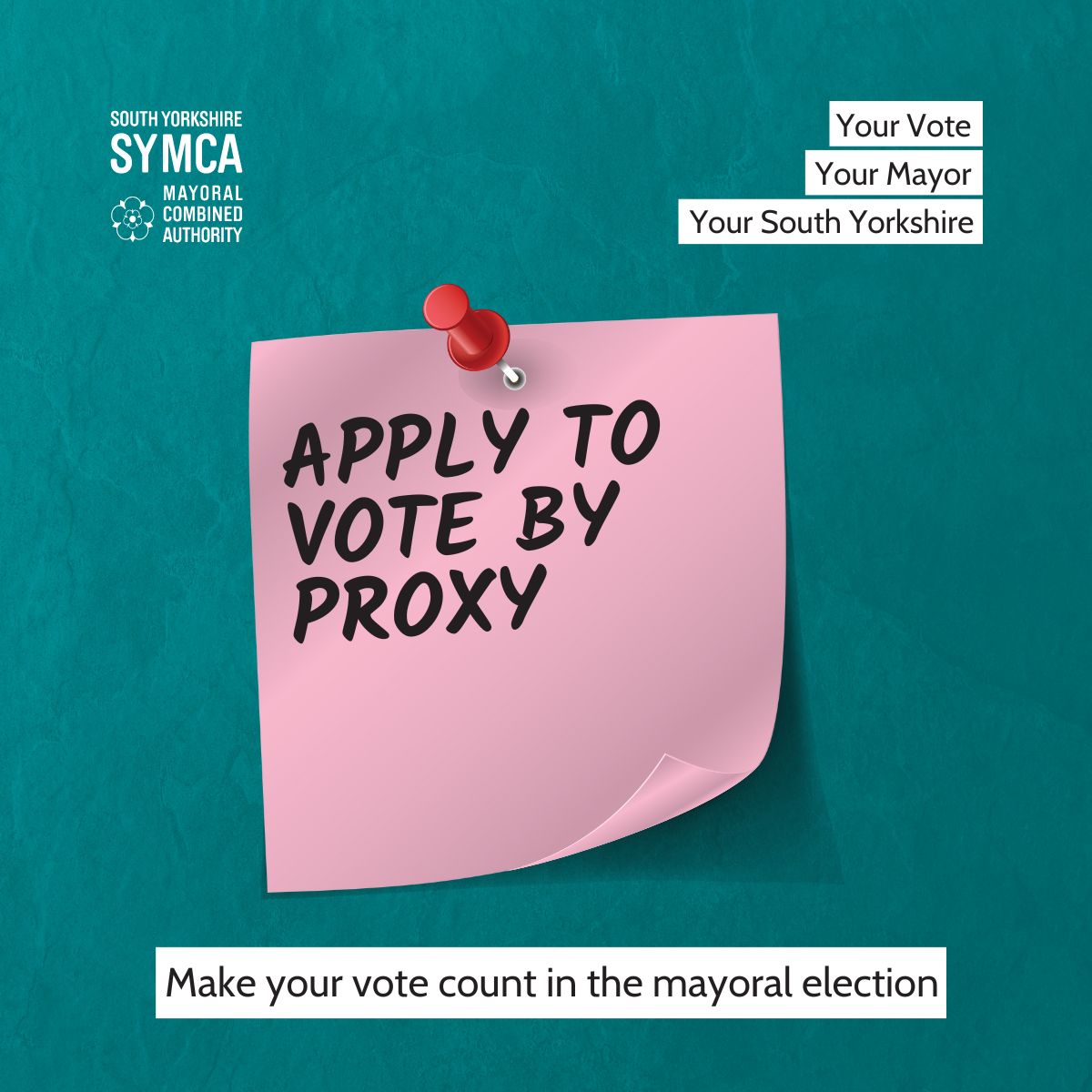 You have until the 24th of April to register to vote by Proxy. Your completed Proxy Vote Application must be received by your Local Electoral Services Offices no later than 5pm. Find out more about how to vote by Proxy orlo.uk/d6hbA #syelects