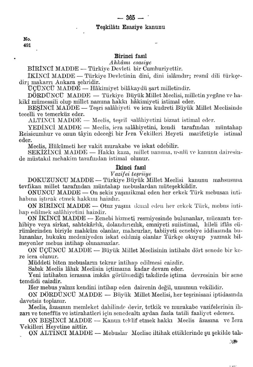 20 Nisan 1924 ANAYASASI 100 yaşında. 23 maddelik 1921 Anayasası çok yetersizdi. Cumhuriyete uygun, daha kapsamlı çağdaş bir anayasa hazırlanması gerekiyordu. Yeni bir anayasa hazırlamak için meclisteki Anayasa Komisyonu dışında uzmanlardan bir kurul oluşturuldu. Hazırlanan yeni