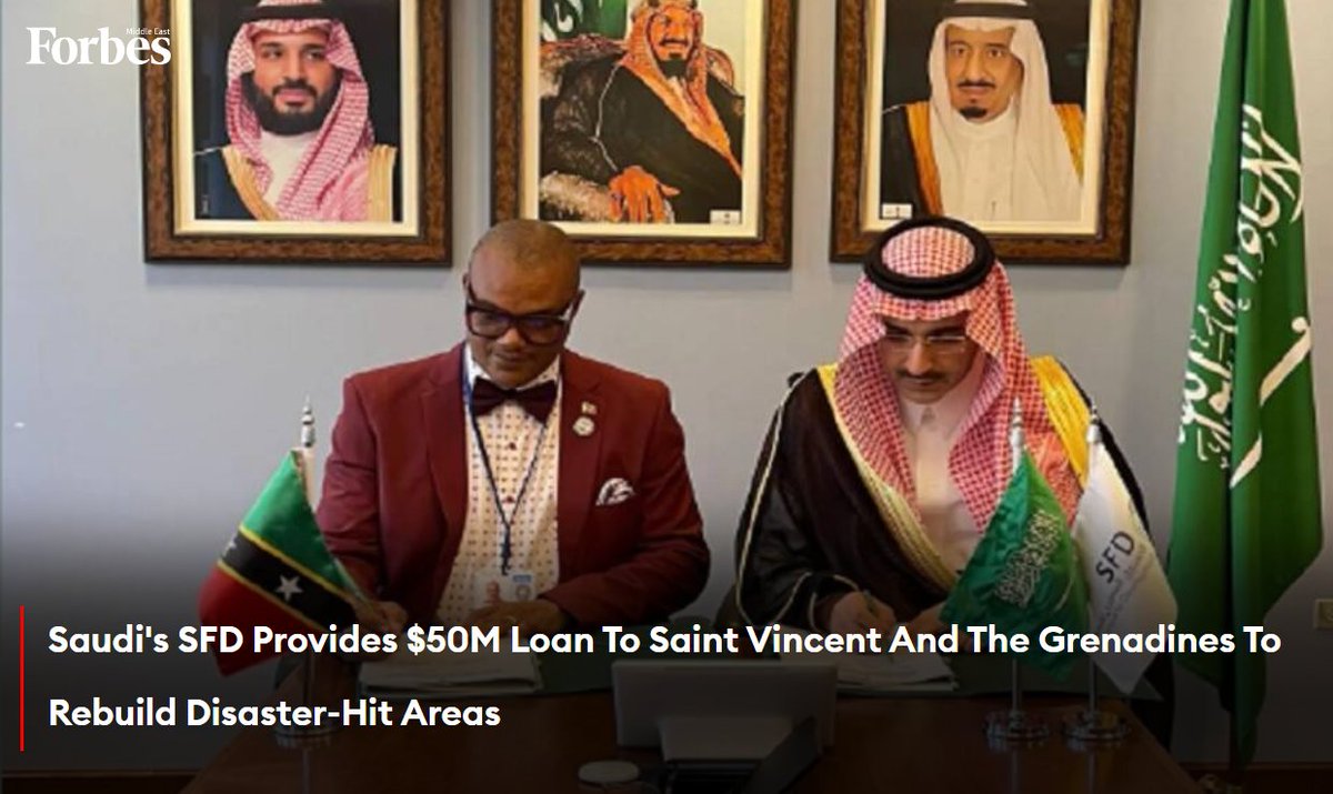 The Saudi Fund for Development has signed a $50 million loan deal with Saint Vincent and the Grenadines to support disaster-hit eastern Caribbean island nation. #Forbes #SaudiArabia For more details: 🔗on.forbesmiddleeast.com/z733