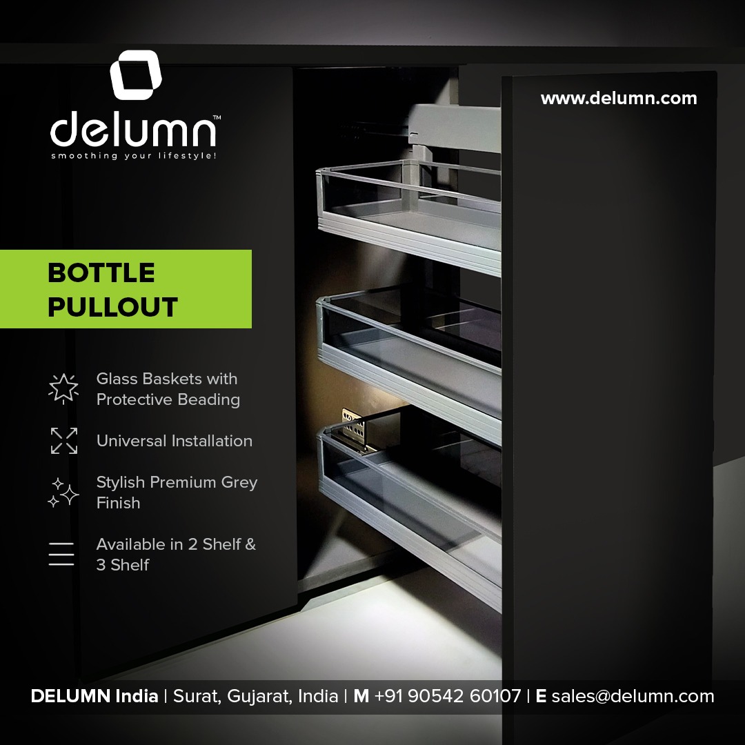 Sleek and stylish, Delumn India's Bottle Pull Out is here to revolutionize your kitchen storage.
#Delumn #KitchenUpgrade #DelumnIndia #DelumnSurat #StorageSolution #BottlePullOut #ModularKitchenAccessories