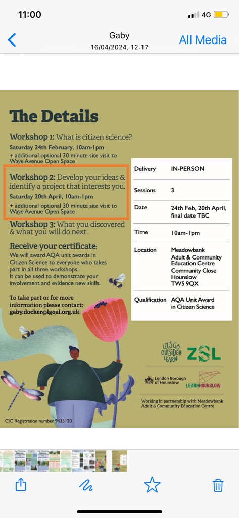 We will be holding our second citizen science workshop, in partnership with ZSL, in Cranford this Saturday. Please email gaby.docker@lgoal.org.uk to register or if you have any questions