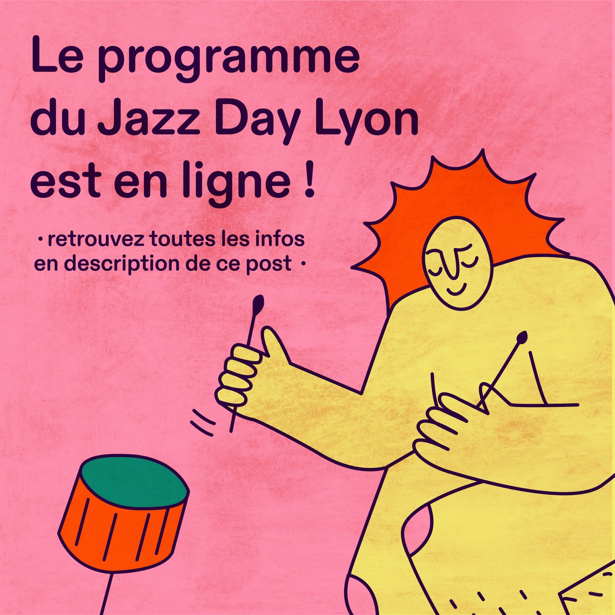 [🎺PROGRAMMATION JAZZ DAY] // Retrouvez les événements organisés le 30 avril pour le Jazz Day Lyon ! En 2011, Herbie Hancock et l’UNESCO ont créé cette journée pour sensibiliser le public au jazz🎶 Programmation : jazzday-lyon.com 🎨Création graphique : Pernelle Marchand